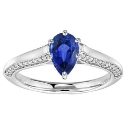 Peer blauwe saffier verlovingsring set wit goud 4,50 karaat