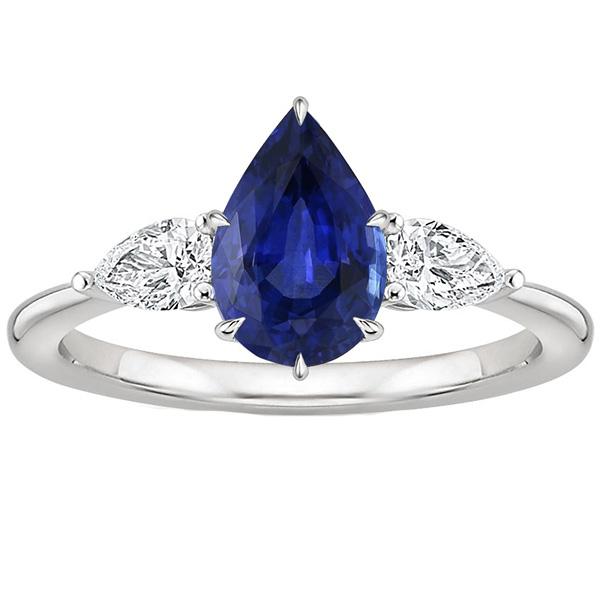 Peer diamanten jubileum ring 3 steen blauwe saffier tanden 4,50 karaat - harrychadent.nl