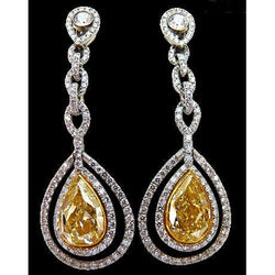 Parel Gele Canarische Hangende Oorbellen 8.50 Karaat VS1