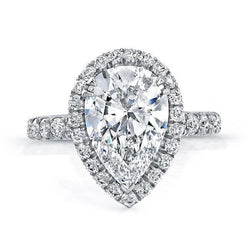 Peer geslepen Halo diamanten ring 3,75 karaat sieraden