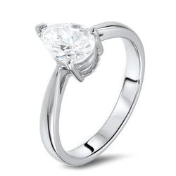 Parel Geslepen Solitaire 1.90 Karaat Natuurlijke uit de aarde gewonnen Diamanten Ring Witgoud 14K