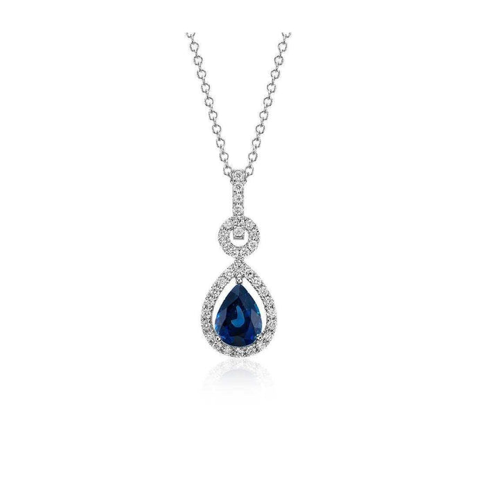 Peer geslepen Sri Lankaanse saffier diamanten 3.25 ct hanger ketting - harrychadent.nl