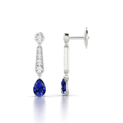 Peer geslepen blauwe Ceylon Sapphire & Diamond Lady Dangle Earring 6 Ct