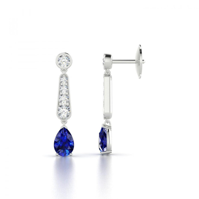 Peer geslepen blauwe Ceylon Sapphire & Diamond Lady Dangle Earring 6 Ct - harrychadent.nl