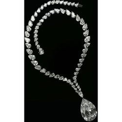 Peer geslepen diamanten halsketting Witgouden sieraden Nieuw 31 karaat