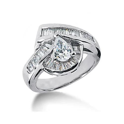 Peer geslepen diamanten verlovingsring 3.50 ct. Wit goud 14K - harrychadent.nl