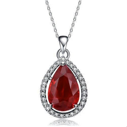 Peer geslepen rode robijn met diamanten halsketting hanger 2,25 karaat