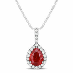 Peer gesneden rode robijn en diamant 3,50 karaat vrouwen hanger sieraden