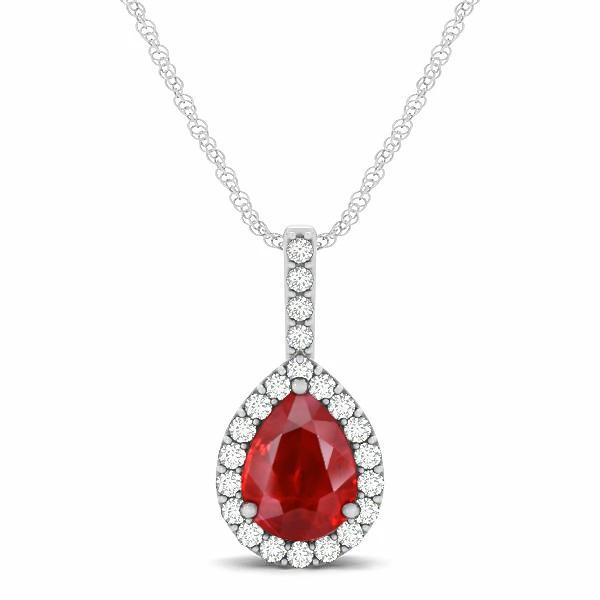 Peer gesneden rode robijn en diamant 3,50 karaat vrouwen hanger sieraden - harrychadent.nl