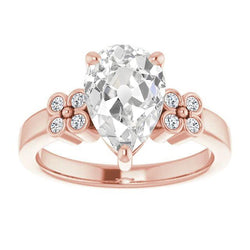 Peer oude mijn geslepen diamanten ring bloemen stijl sieraden 5,50 karaat
