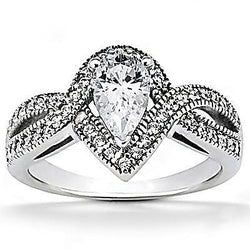 Peer Echt Diamanten Verlovingsring 1,25 Karaat Gedraaide Schacht Accent WG 14K