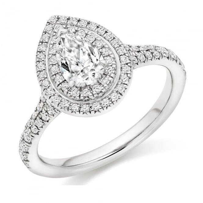Peer Geslepen Halo Echt Diamanten Verlovingsring 1,78 Karaat Witgoud 14K