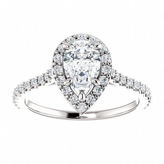 Peer Met Ronde Accent Echt Diamanten Verlovingsring Halo 1,75 Karaat