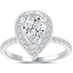 Natuurlijke Peervormige Met Ronde Diamanten Verlovings Halo Ring 2.75 Karaat Witgoud 14K