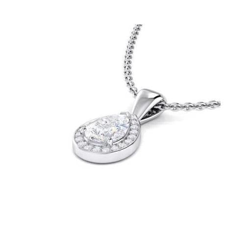 Peer & Ronde Echt Diamanten Halsketting Hanger 1.70 Karaat Witgoud 14K