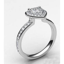 Afbeelding in Gallery-weergave laden, Prachtig hart geslepen met ronde diamanten Halo-ring 6.10 karaat witgouden sieraden - harrychadent.nl
