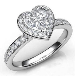Prachtig hart geslepen met ronde diamanten Halo-ring 6.10 karaat witgouden sieraden