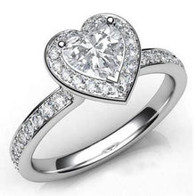 Afbeelding in Gallery-weergave laden, Prachtig hart geslepen met ronde diamanten Halo-ring 6.10 karaat witgouden sieraden - harrychadent.nl
