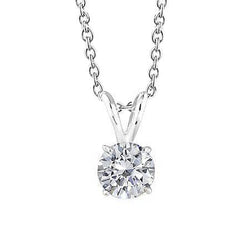 Prachtige 3 Karaat Solitaire Rond Geslepen Echte Natuurlijke uit de aarde gewonnen Diamanten Hanger Ketting Witgoud
