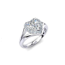 Afbeelding in Gallery-weergave laden, Prachtige hart en ronde geslepen 2 ct diamanten halo ring wit goud 14k - harrychadent.nl
