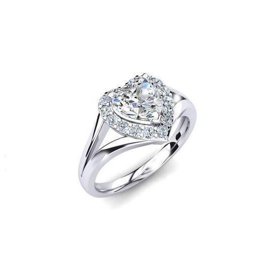 Prachtige hart en ronde geslepen 2 ct diamanten halo ring wit goud 14k - harrychadent.nl