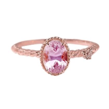 Prachtige ovale roze kunziet & diamanten trouwring 13,15 ct roségoud - harrychadent.nl