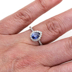 Prachtige peervorm Sri Lanka blauwe saffier diamanten ring goud 2 Ct