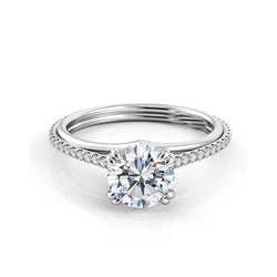 Prachtige ronde briljante 4 karaats diamanten solitaire ring met accent