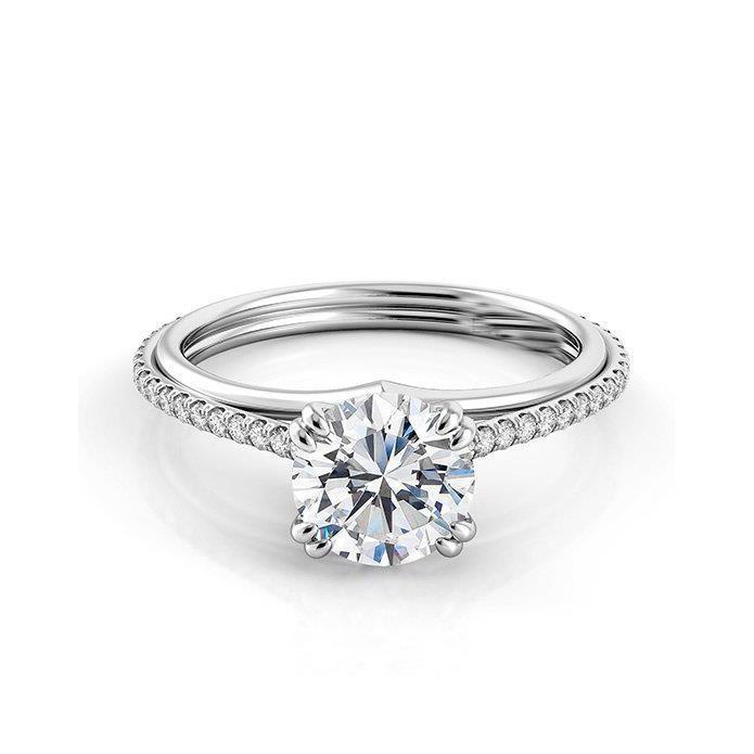 Prachtige ronde briljante 4 karaats diamanten solitaire ring met accent - harrychadent.nl