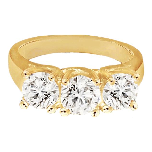 Prachtige ronde briljante diamanten ring met drie stenen van 1,51 ct geel goud - harrychadent.nl