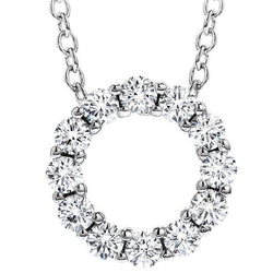 Prachtige ronde halsketting met diamanten hanger, 2,40 ct. Wit goud 14K