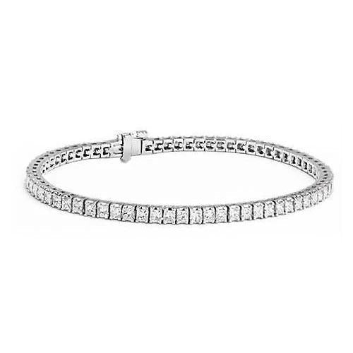Prachtige Prinses Echt Diamanten Tennisarmband Wit Goud 7 Karaat - harrychadent.nl
