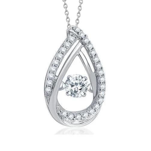 Prachtige Ronde Briljant Geslepen Echt Diamanten Hanger Ketting 1,18 Ct. WG 14K