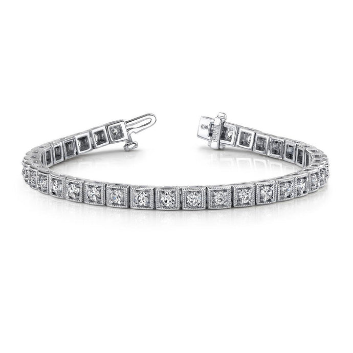 Prachtige Ronde Griffen Set Echt Diamanten Vierkante Schakelarmband Wit 7 Ct - harrychadent.nl