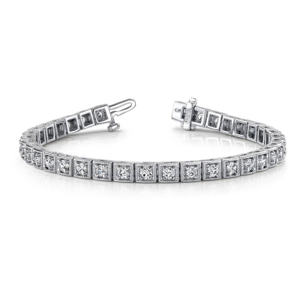 Prachtige Ronde Griffen Set Echt Diamanten Vierkante Schakelarmband Wit 7 Ct - harrychadent.nl