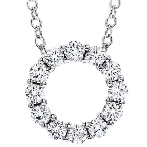 Prachtige Ronde Halsketting Met Echt Diamanten Hanger, 2,40 Ct. Wit Goud 14K