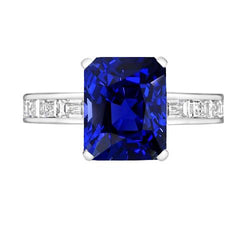 Princess & Baguette Diamond Sapphire Ring Radiant 3 karaats kanaalset