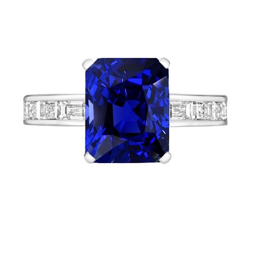 Princess & Baguette Diamond Sapphire Ring Radiant 3 karaats kanaalset - harrychadent.nl