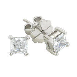 Princess Cut 3,00 karaat diamanten oorknopjes wit goud 14K