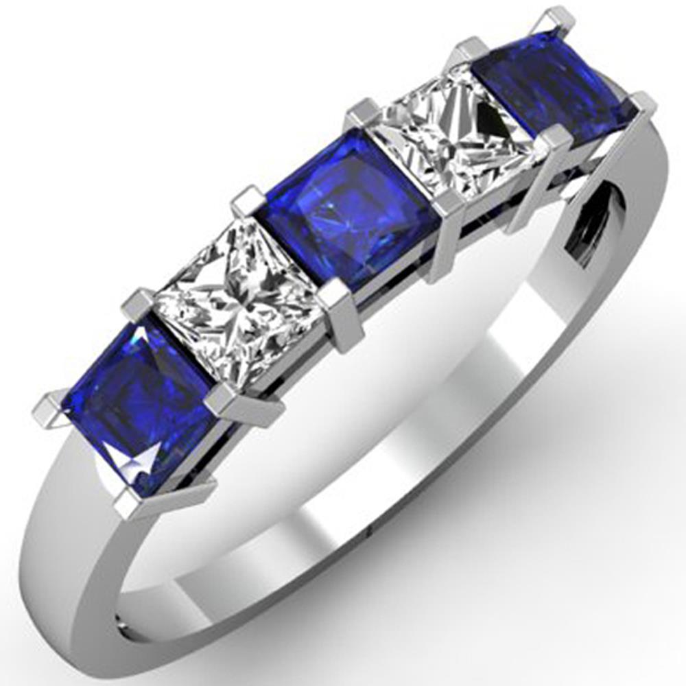 Princess Cut Ceylon Sapphire Diamonds 5 Stenen Ring 1.75 Ct - harrychadent.nl