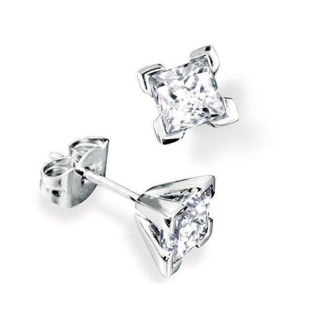 Princess Cut Diamond Stud Earring Dames gouden sieraden 2.10 karaat - harrychadent.nl