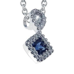 Princess Cut Sapphire Hanger Accenten Ronde Diamant 1,25 Karaat