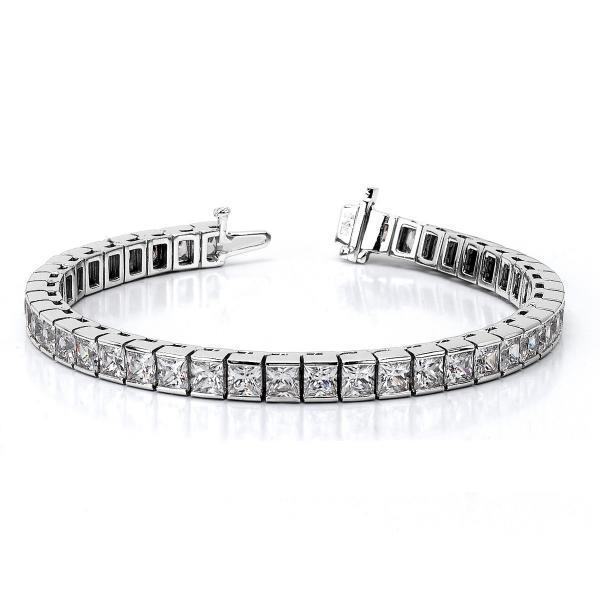 Princess Cut Sparkling Diamonds Tennis armband Wg 14K 14,70 karaat - harrychadent.nl