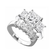 Afbeelding in Gallery-weergave laden, Princess Cut Vrouwen Drie-Steen Ring Diamant 14K Wit Goud 2,50 Ct- harrychadent.nl
