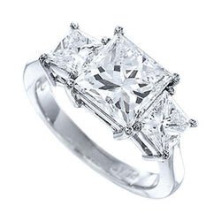 Princess Cut Vrouwen Drie-Steen Ring Diamant 14K Wit Goud 2,50 Ct