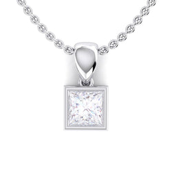 Princess Cut Witgouden Bezel Set Diamanten Halsketting Hanger 2,15 Ct