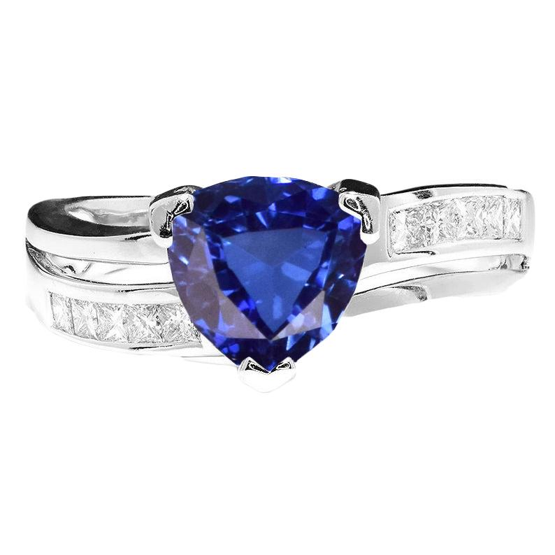 Princess Diamond Trillion Sapphire Ring 2,50 karaat witgoud 14K - harrychadent.nl