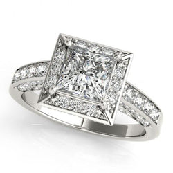 Princess Halo ronde diamant geslepen verlovingsring 1,75 karaat WG 14K