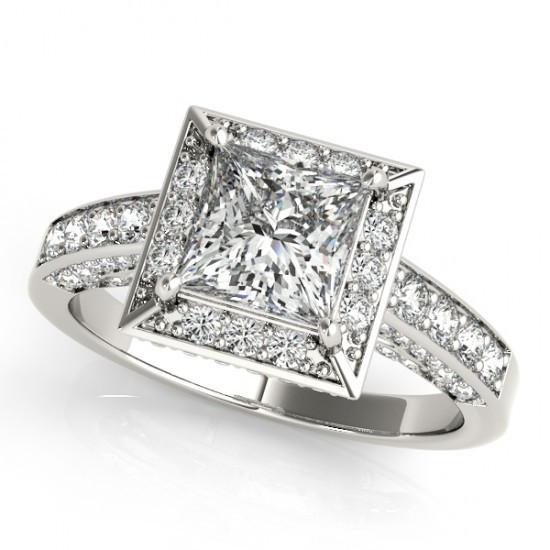 Princess Halo ronde diamant geslepen verlovingsring 1,75 karaat WG 14K - harrychadent.nl
