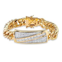 Princess & Round 5 karaats diamanten schakelarmband voor heren geel goud 14k